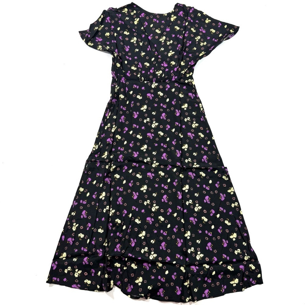 New ModCloth Take the Plunge Midi Dress Black Floral - Picture 3 of 7